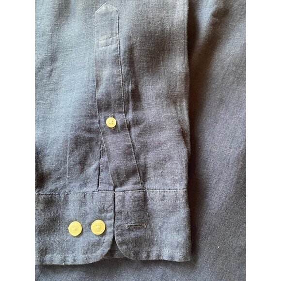 Brooks Brothers Blue Irish Linen Button Up Shirt Size X Large - Picture 2 of 5
